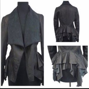 All Saints Leather Jacket rare ruffle bustle